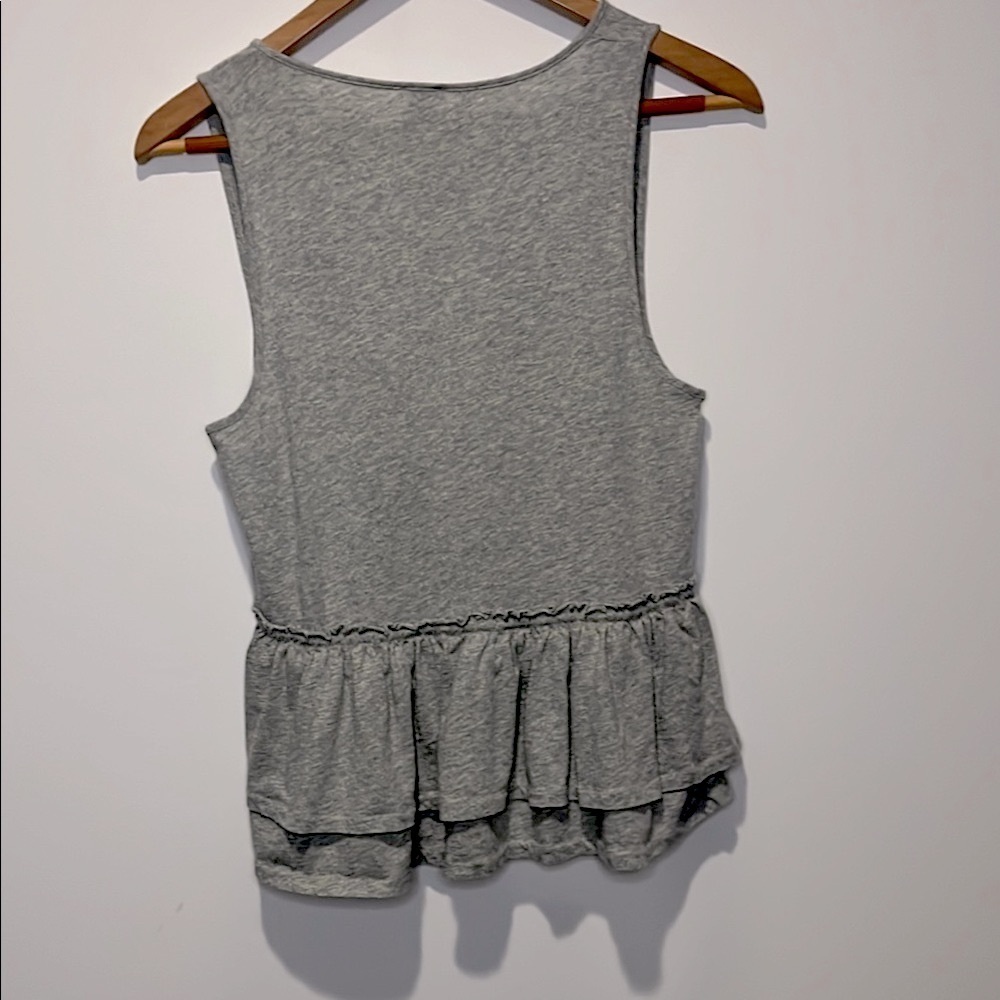 J Crew Gray Sleeveless babydoll ruffle sleeveless cotton Top - Picture 6 of 6